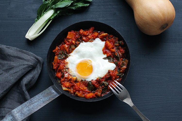 Chakchouka D Hiver Aux Bettes Et A La Courge Butternut Au Four